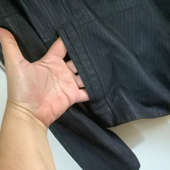 G.I.L.I Open Front Tonal Printed Leather Jacket with Pockets Black SZ 14 - Picture 7 of 16